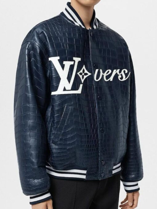 Mens Louis Vuitton Vers 2024 Blue Varsity Jacket