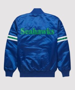 Seattle Seahawks Blue Satin Varsity Jacket