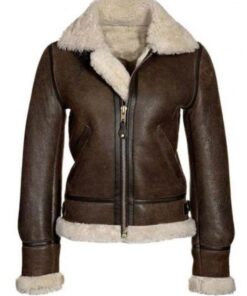 Aviator Womens Distressed Brown Jacket