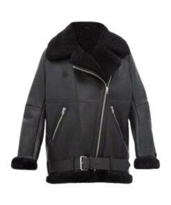Women Black B3 Shearling Leather Jacket
