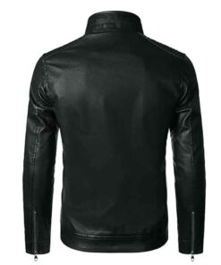 Men’s Black Biker Slim Fit Leather Jacket