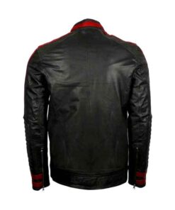 Mens Cafe Racer Red & Black Leather Jacket