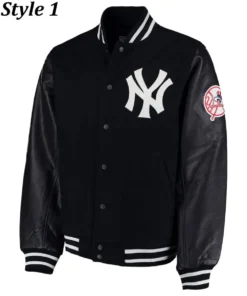 NY Yankees Varsity Wool/Leather Black Jacket