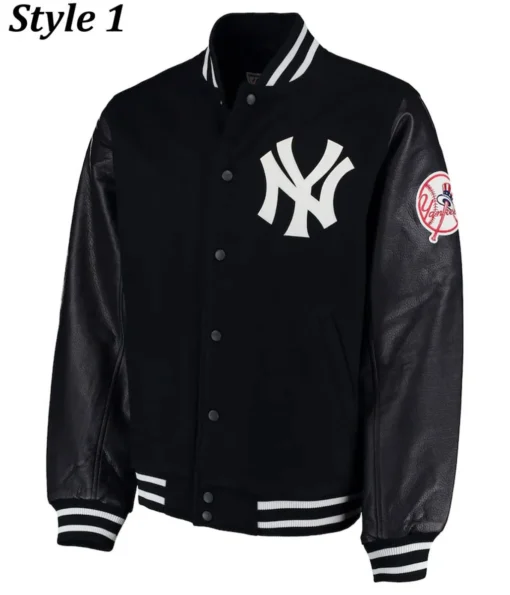 NY Yankees Varsity Wool/Leather Black Jacket