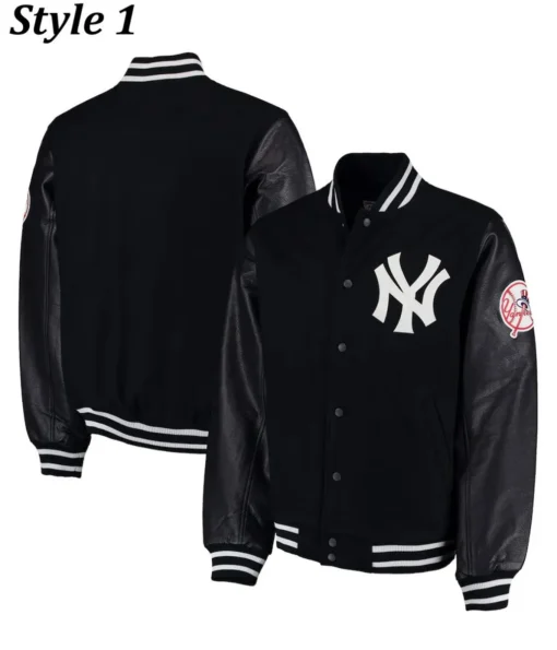 NY Yankees Varsity Wool/Leather Black Jacket