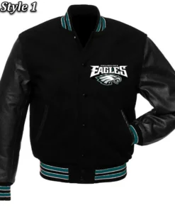 Philadelphia Eagles Black Wool and Leather Jacket
